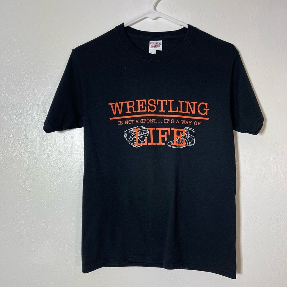 Jerzees, Wrestling is a Way of Life. Zach Anderson Williston Shirt. Size L Kids